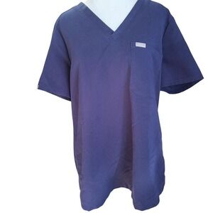 Purple FIGS scrub top with V neck and short sleeve EUC